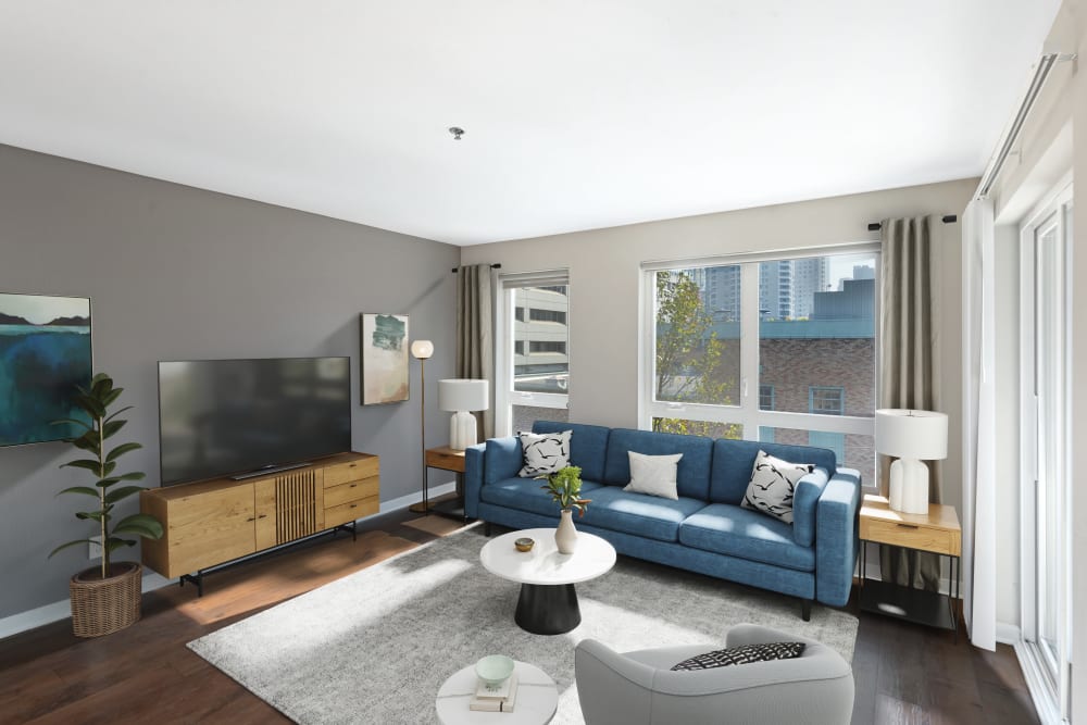 Living room at 2900 on First Apartments in Seattle, Washington