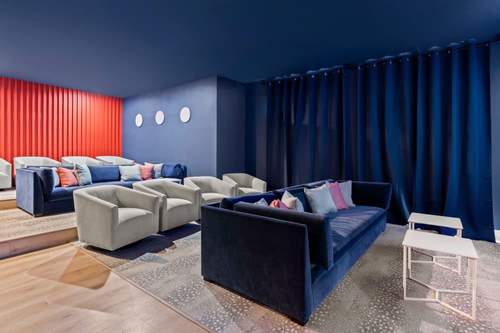 Resident theater room at Harbortown Apartments in Orlando, Florida