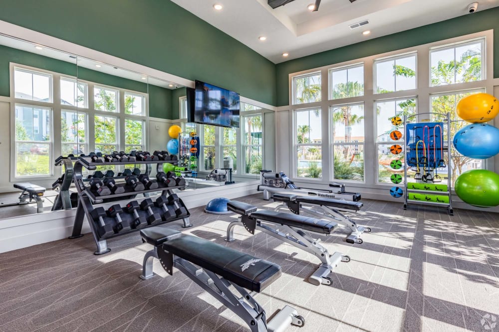 Fitness center with weight equipment