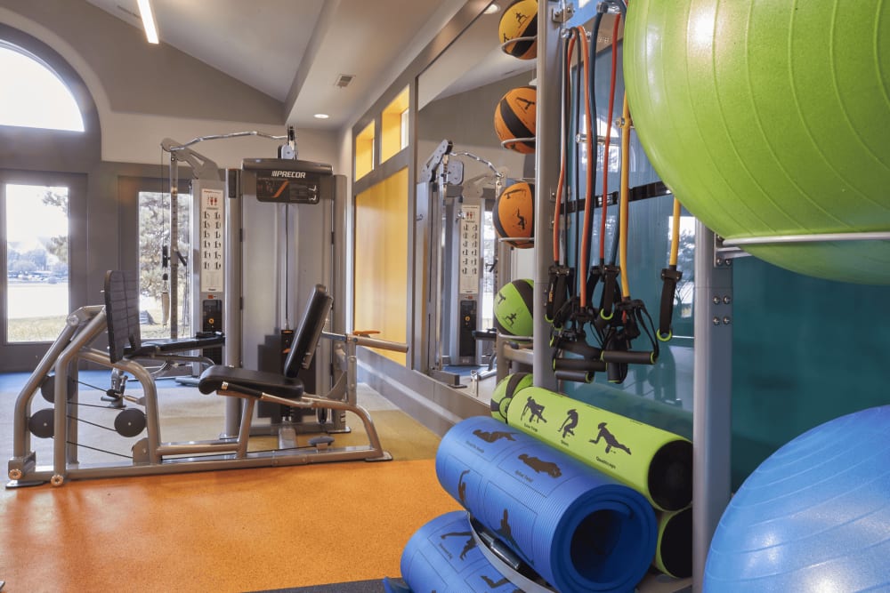 Pilates and cross-training equipment in the fitness center at Lakeside Terraces in Sterling Heights, Michigan