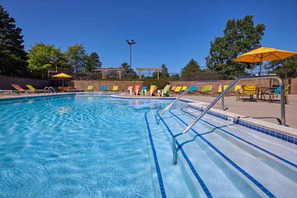 Sparkling swimming pool at Saddle Creek Apartments in Novi, Michigan