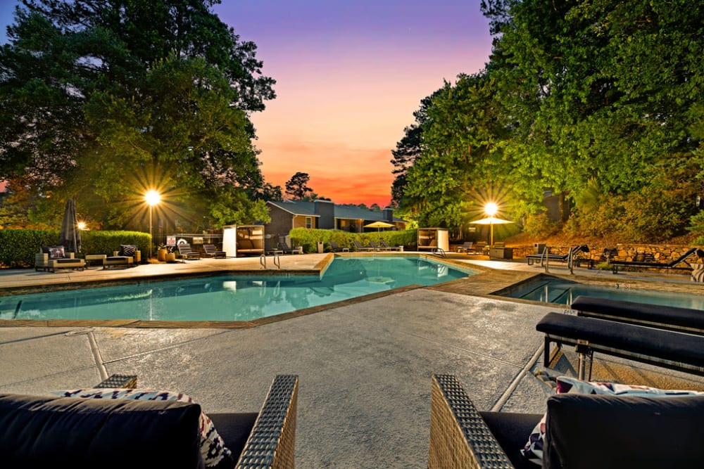 Pool Night view at Apartments in Raleigh, North Carolina
