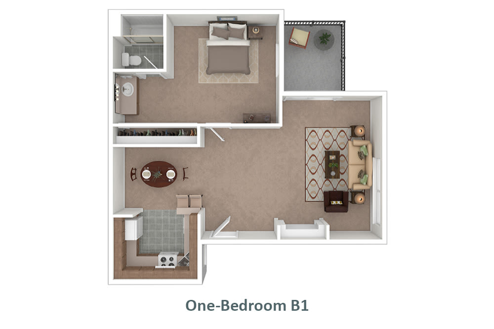 One-Bedroom B1 Floor Plan