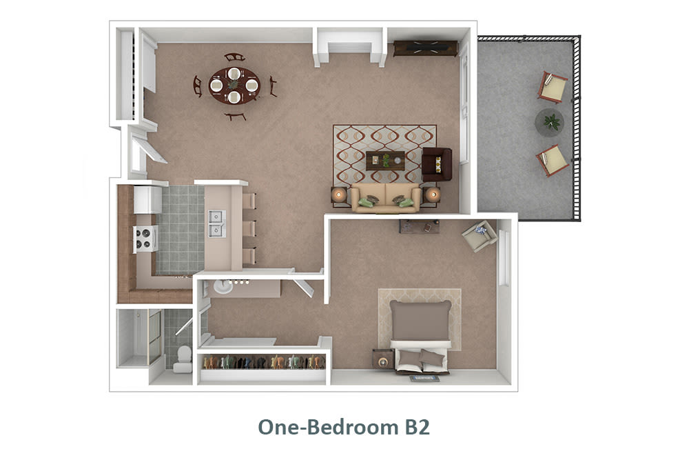 One-Bedroom Apartment Home at Village Pointe | B2 Floor Plan