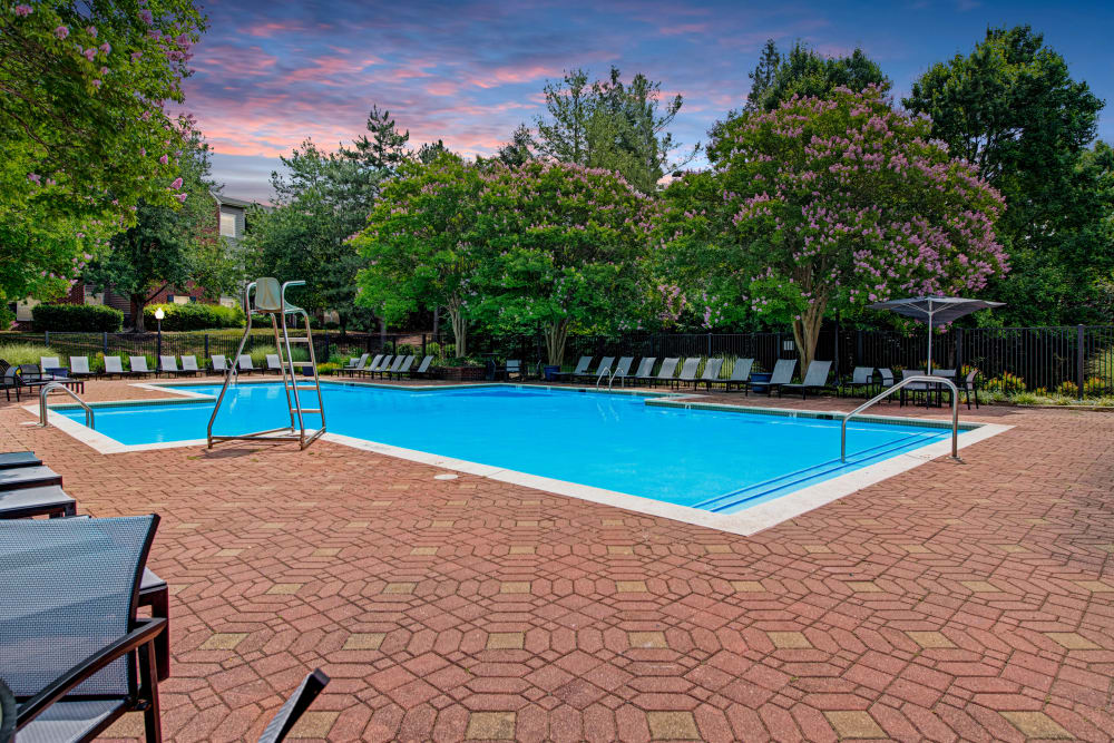 Wide swimming pool at Woodway at Trinity Centre in Centreville, Virginia