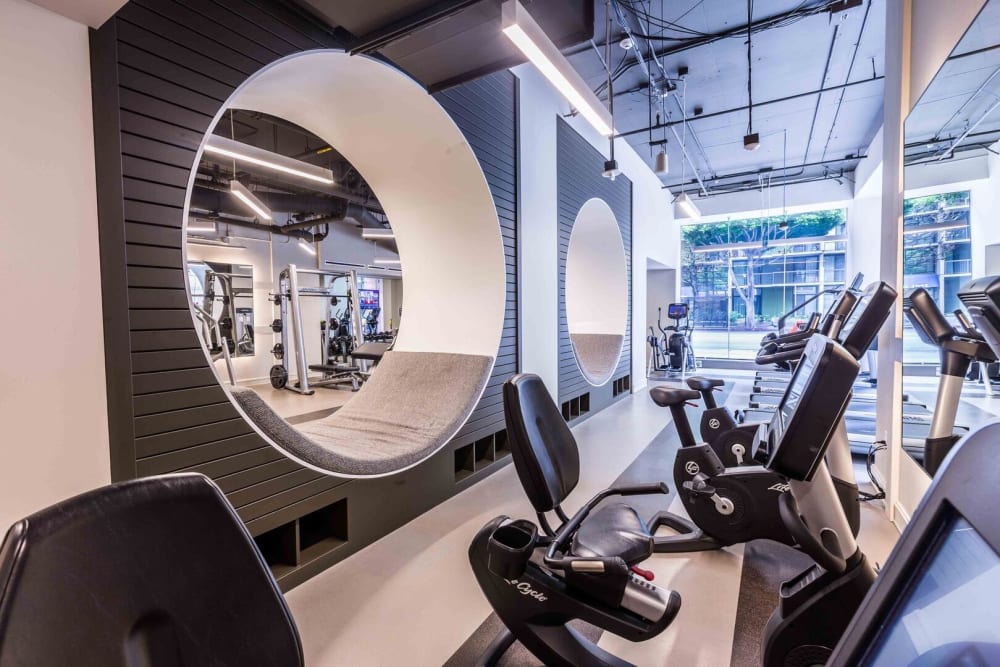 Fitness center at Museum Tower in Los Angeles, California
