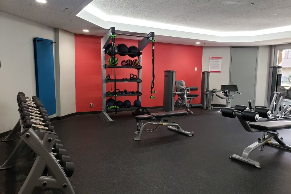 Fitness center at Promenade Towers in Los Angeles, California