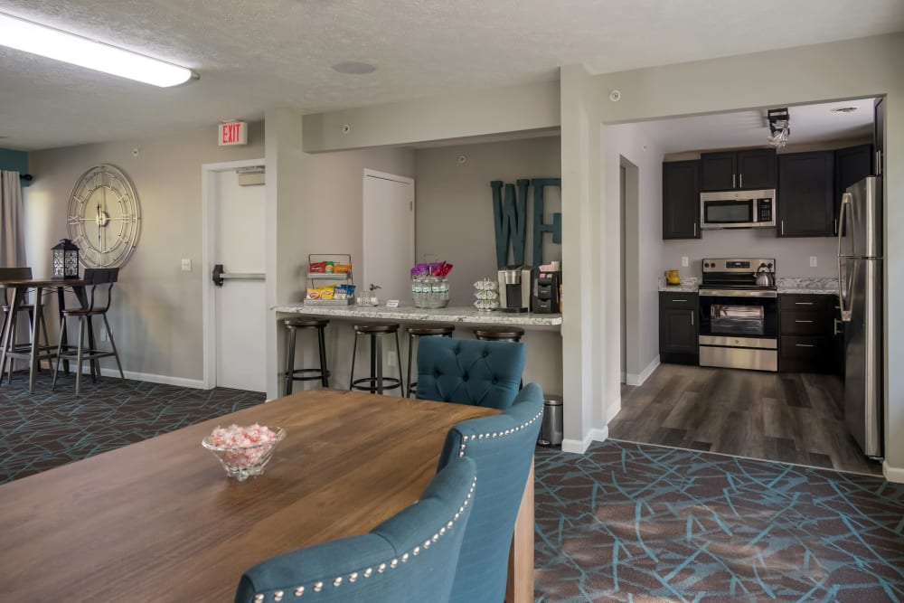 Leasing office interior at Waters Edge Apartments in Lansing, Michigan