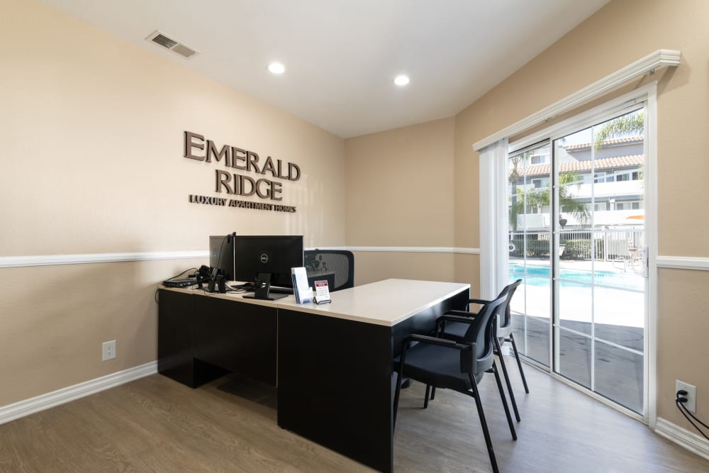 Leasing center interior at Emerald Ridge in Garden Grove, California