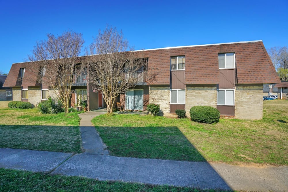 Walkway to an apartment building at Palmetto Circle in North Augusta, South Carolina