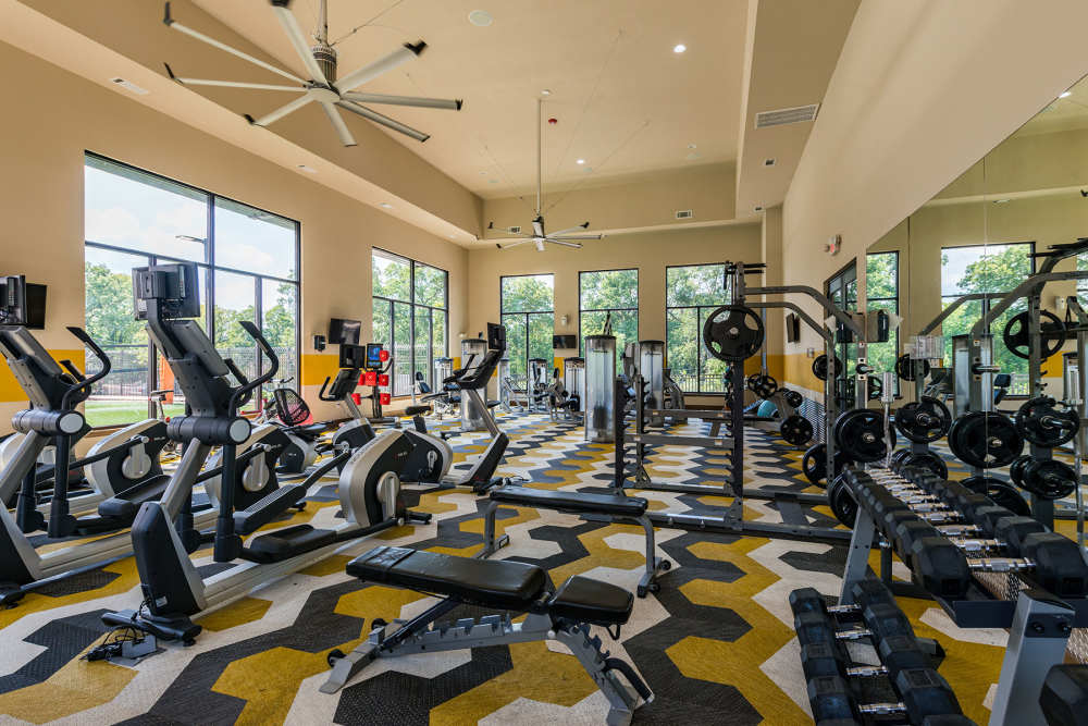 Large community fitness center at The Quarters at Stillwater in Stillwater, Oklahoma