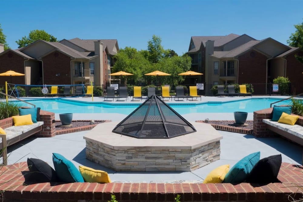 Firepit and pool  at The Landing at CoMo in Columbia, Missouri