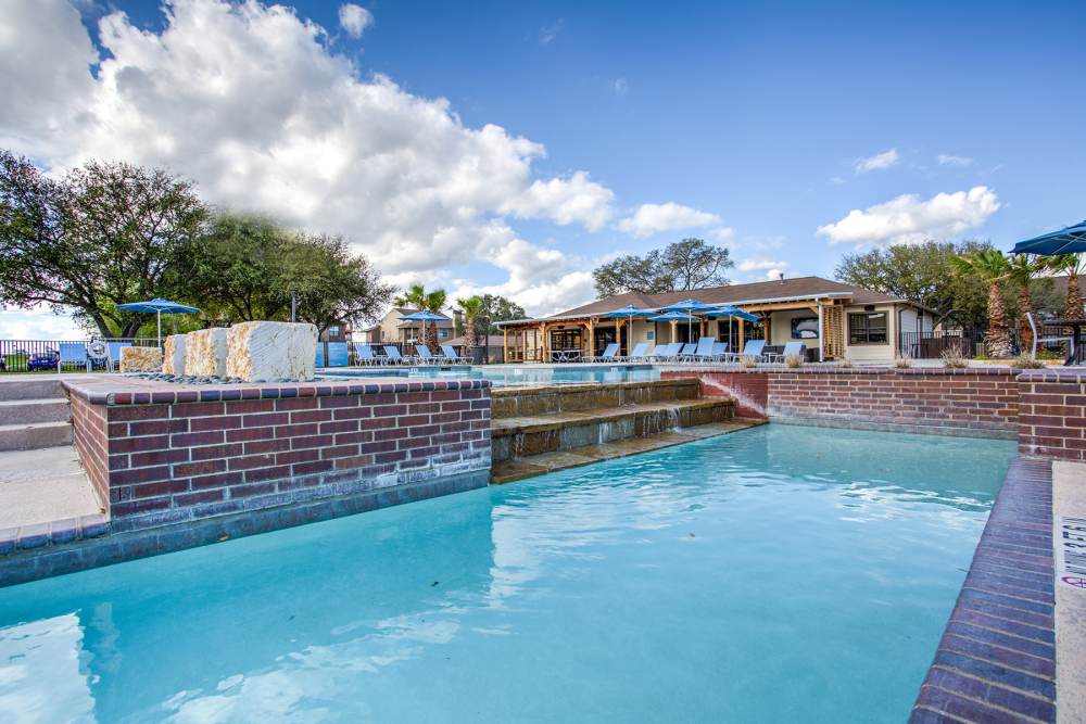 Luxury community pool at The Landing at College Station in College Station, Texas