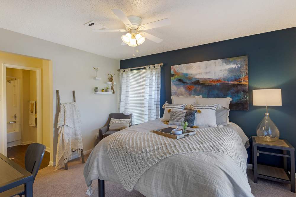 Bedroom with private bathroom at The Landing at College Station in College Station, Texas