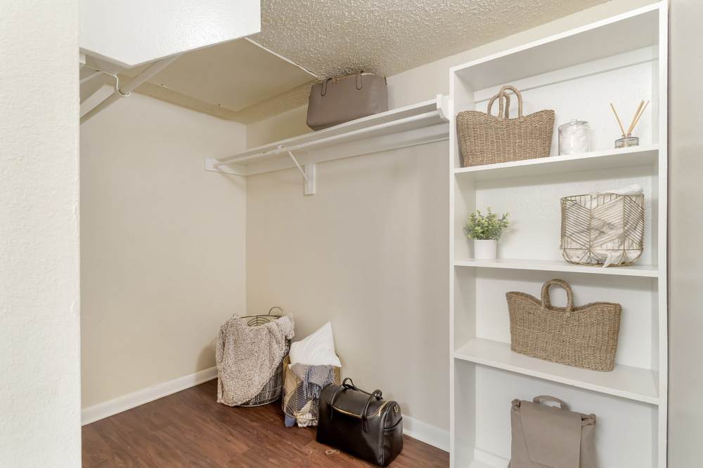 Spacious walk-in closet at The Landing at College Station in College Station, Texas