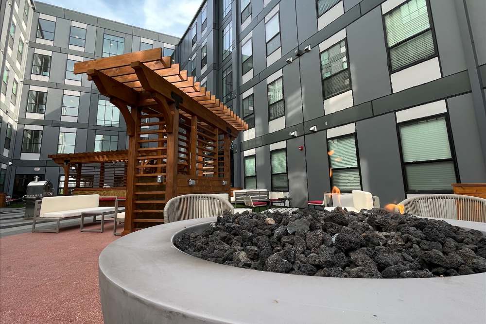 Outdoor firepit at LivRed in Lincoln, Nebraska