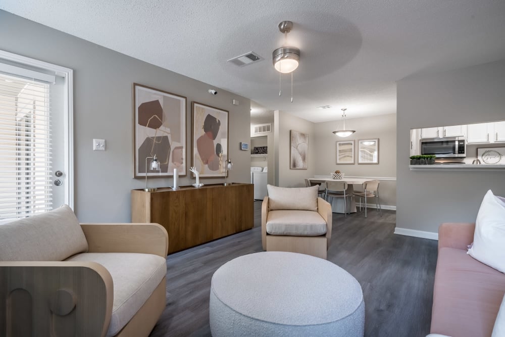 model apartment with hardwood floors at Edge at Lakeview in Memphis, Tennessee