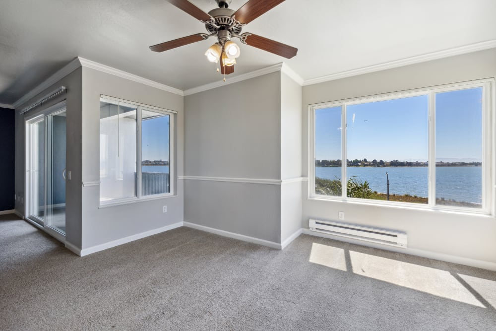 Open Living Room with Ocean View at Tower Apartment Homes in Alameda, California