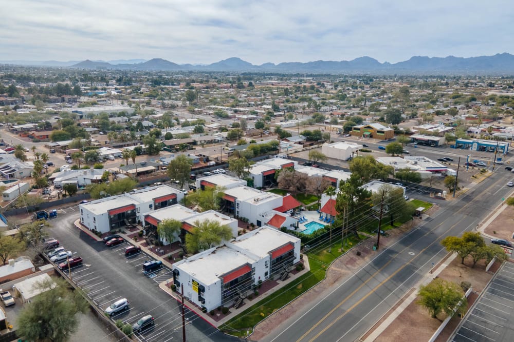Community aerial view at Vista Montana Apartments in Tucson, Arizona