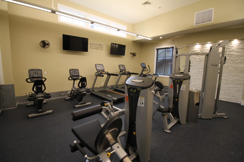 Fitness center at Ramblewood Apartments in Fremont, California