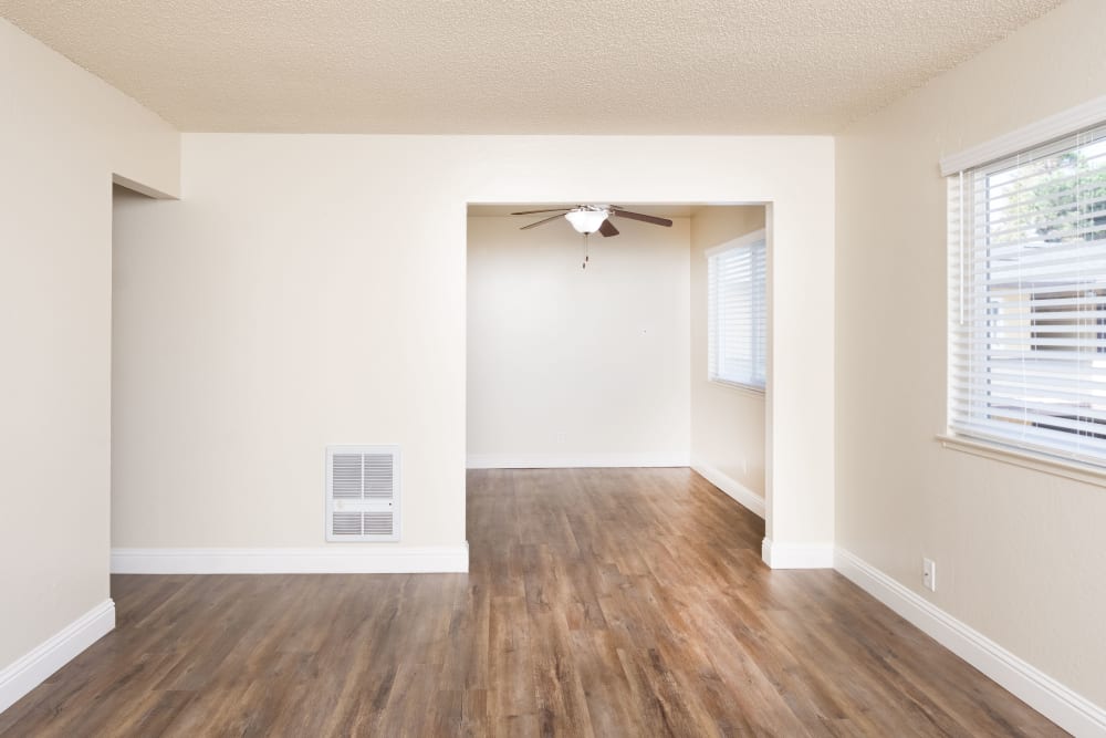 Wood-style flooring in a home at Marina Plaza Apartments in San Leandro, California