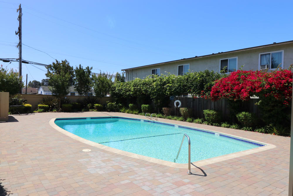 Swimming pool at Marina Plaza Apartments in San Leandro, California
