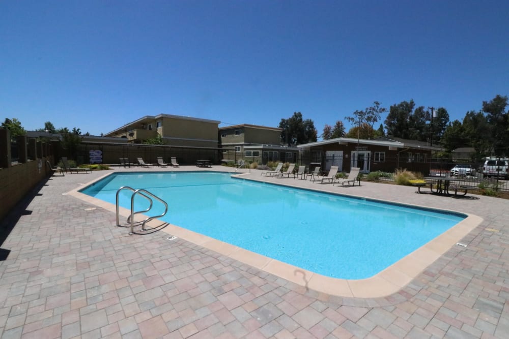 View of the swimming pool at Briarwood Apartments in Livermore, California