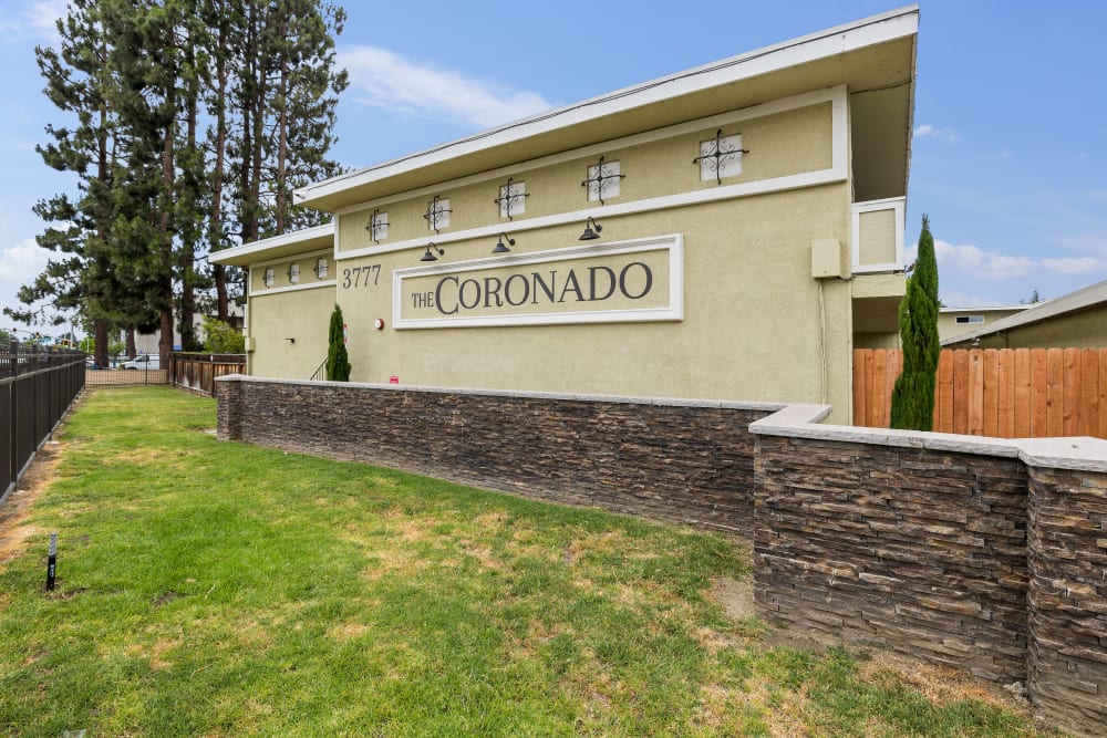 Outdoor facade at Coronado Apartments in Fremont, California