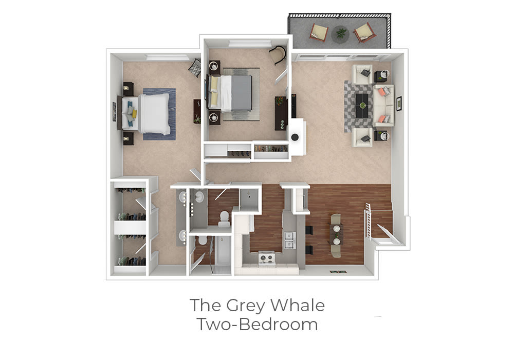 Two-Bedroom Floor Plan at Mariners Village Apartment Homes