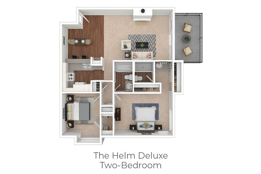 Two-Bedroom Floor Plan at Mariners Village Apartment Homes