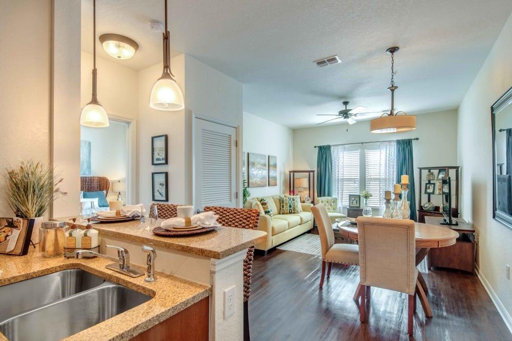 In unit living area at Goldelm at Bennett Park in Bradenton, Florida