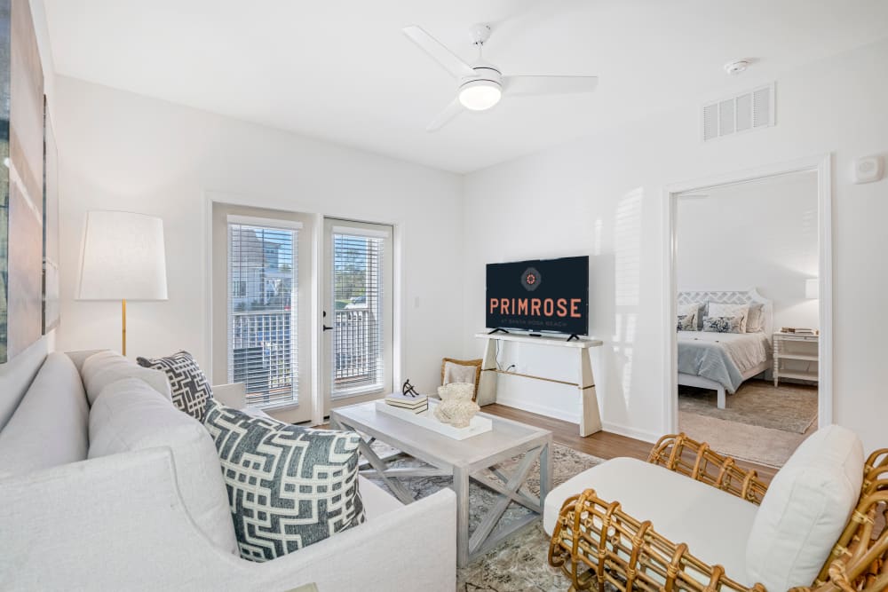 Light-filled living room at Primrose at Santa Rosa Beach in Santa Rosa Beach, Florida