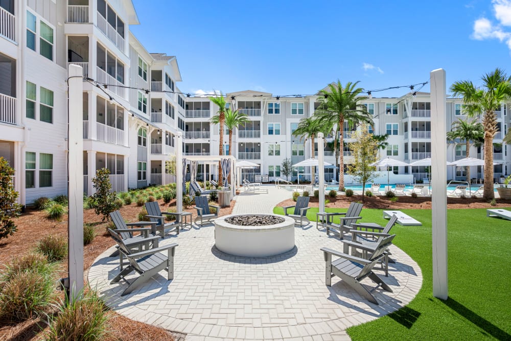 Courtyard with firepit at Primrose at Santa Rosa Beach in Santa Rosa Beach, Florida