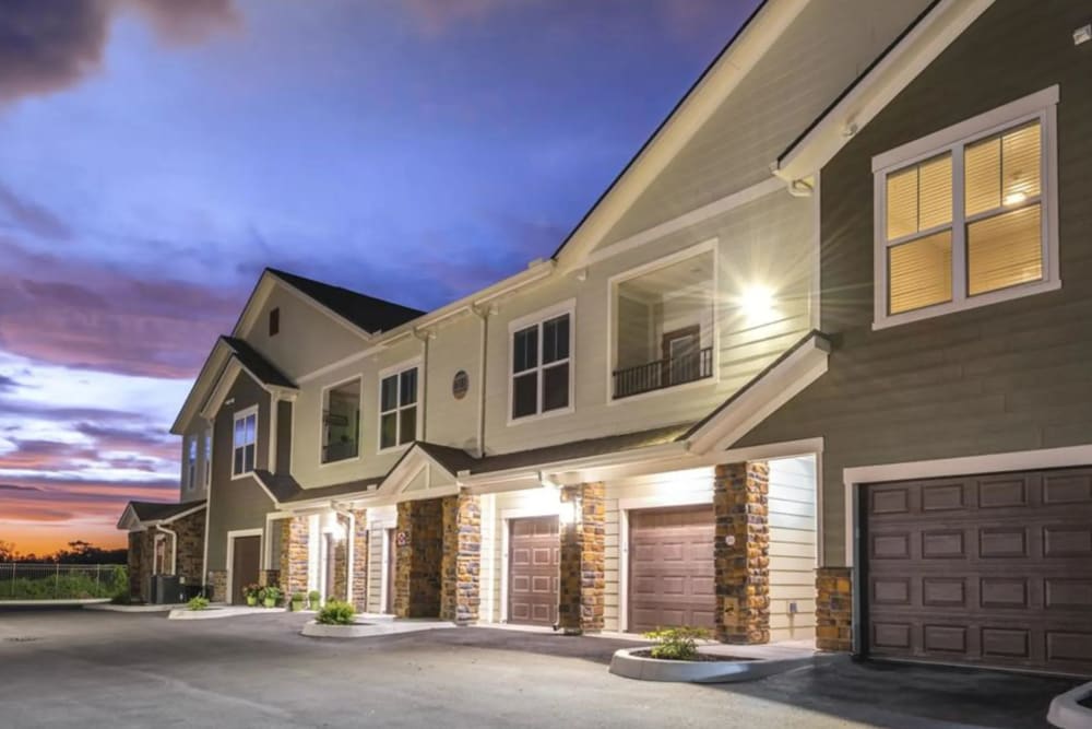 Apartment building with garages at Verso Luxury Apartments in Davenport, Florida
