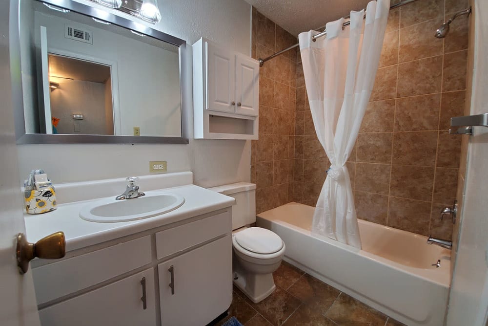 Apartment bathroom at Briar Glen in Oklahoma City, Oklahoma