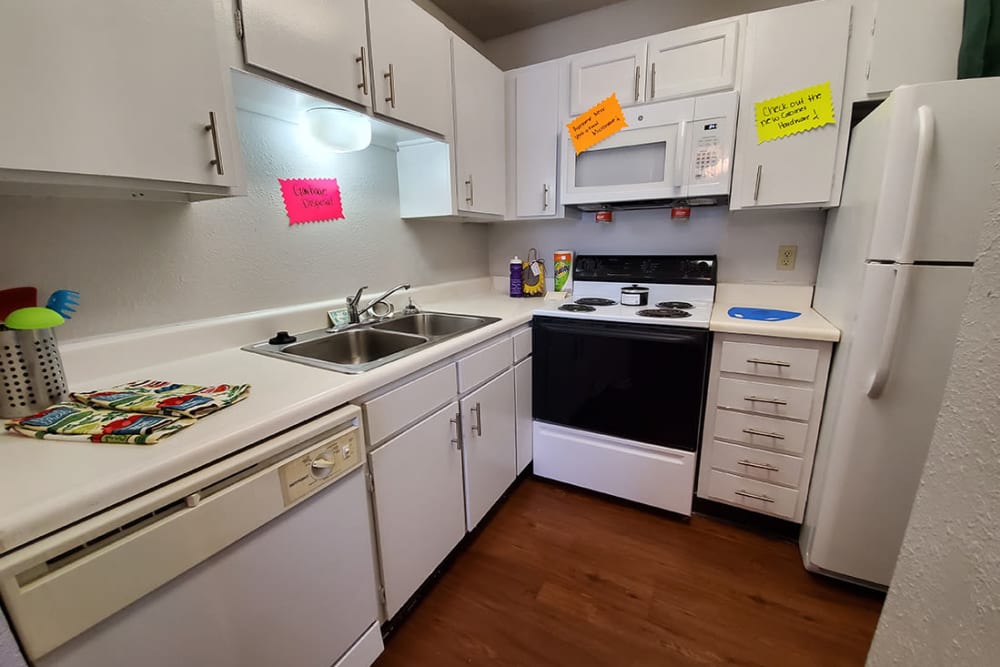 Apartment kitchen with white finishes 2 at Briar Glen in Oklahoma City, Oklahoma
