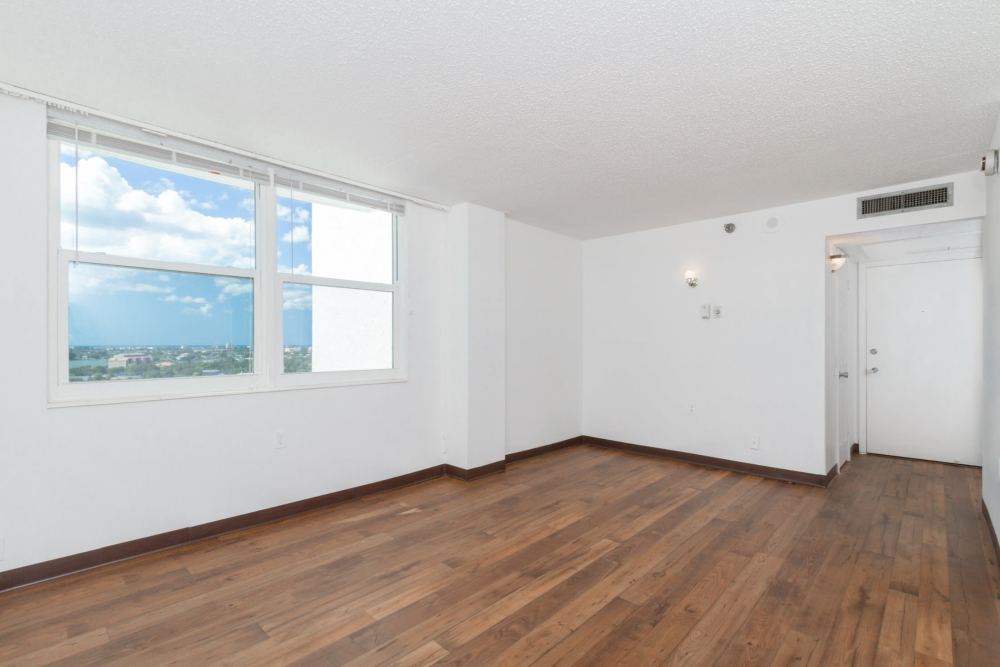 Spacious apartment floorplan with hardwood floors at Bay Pointe Tower in South Pasadena, Florida