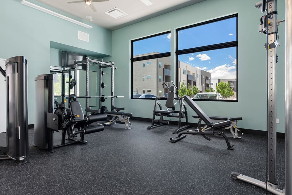 Modern gym fitness room at Cielo in Santa Fe, New Mexico