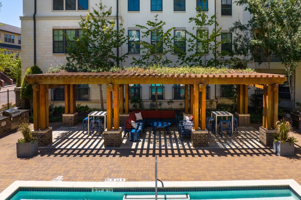 Plenty of poolside seating at Olympus at Memorial in Houston, Texas