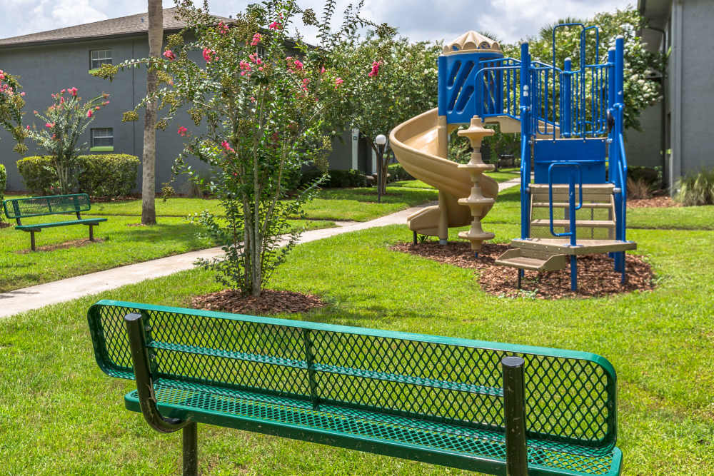 Children's playground outside at Central Place at Winter Park in Winter Park, Florida