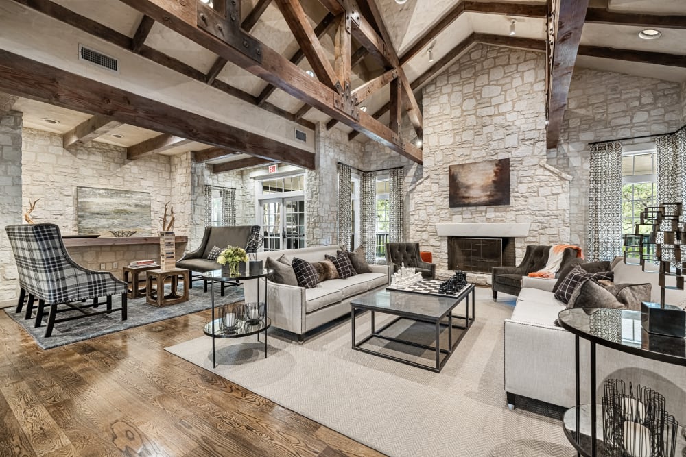 Clubhouse with high ceilings at Marquis at Deerfield in San Antonio, Texas