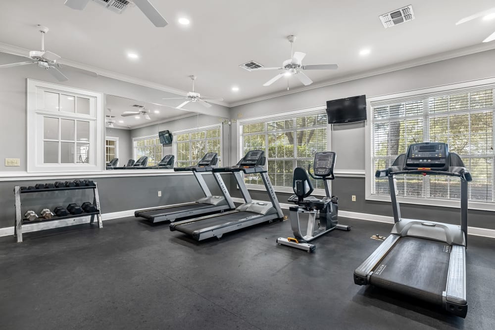 Cardio and weight machines at Marquis at The RIM in San Antonio, Texas