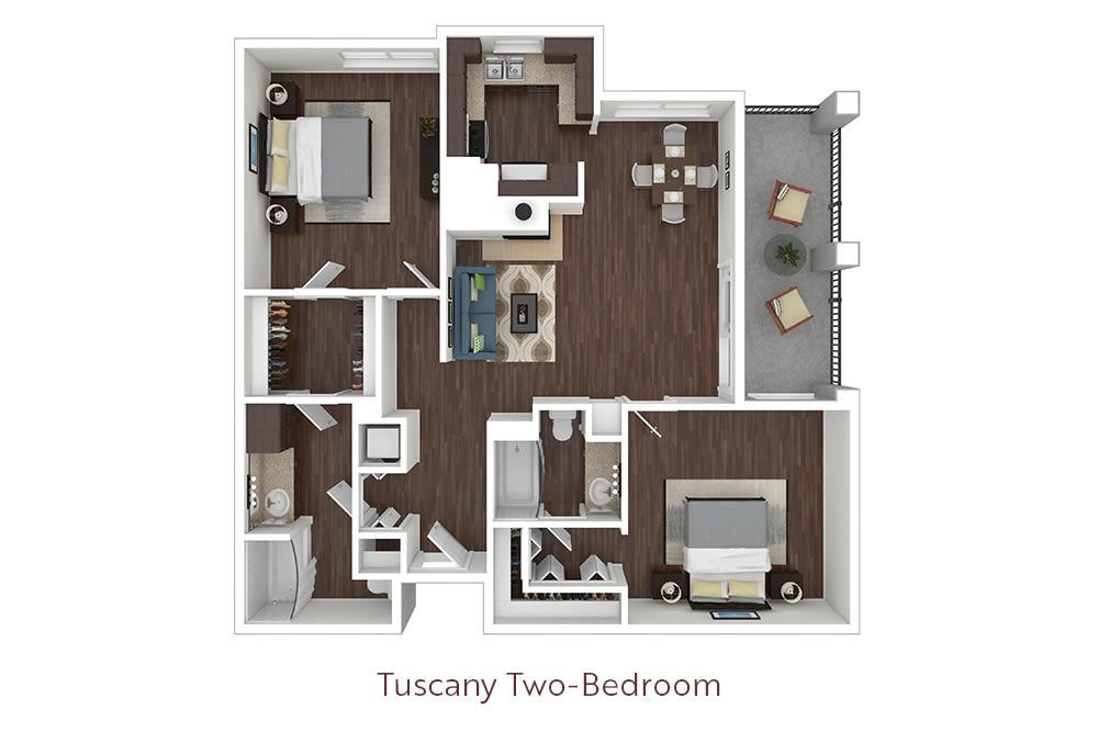 Two-Bedroom Floor Plan at L'Estancia in Studio City