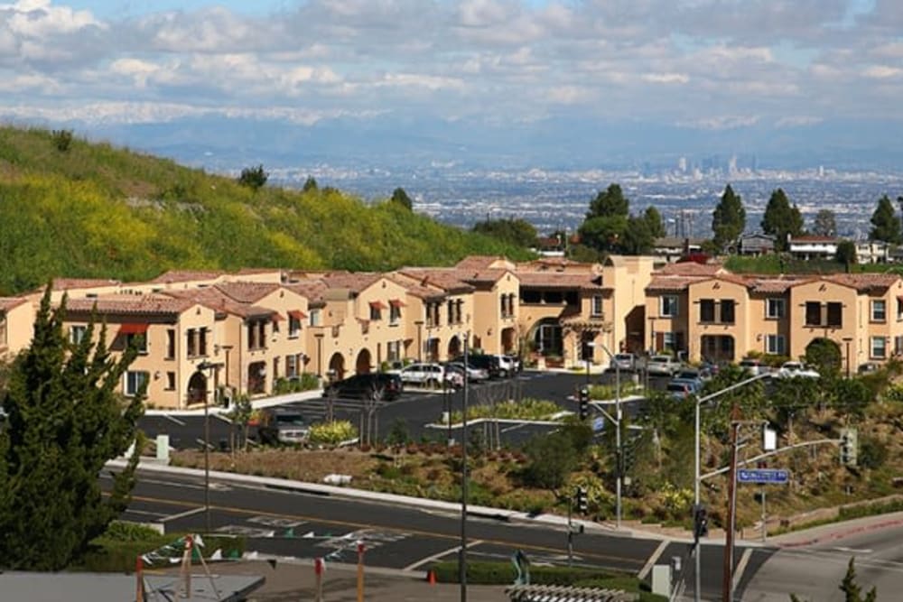 Aerial view of the community at Mirandela in Rancho Palos Verdes, California