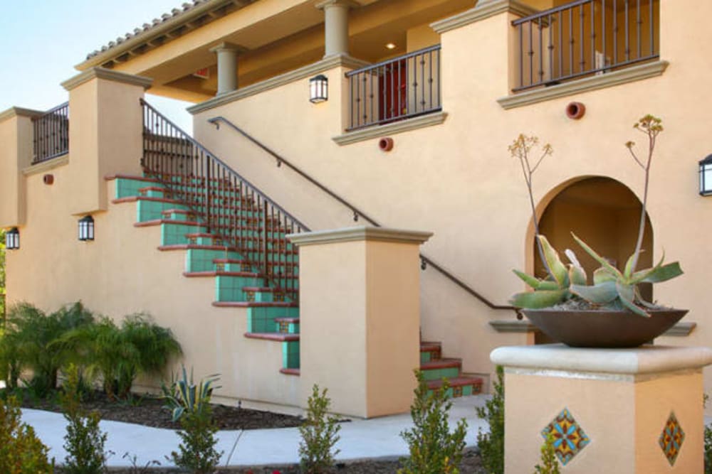 Stairs to an apartment at Mirandela in Rancho Palos Verdes, California