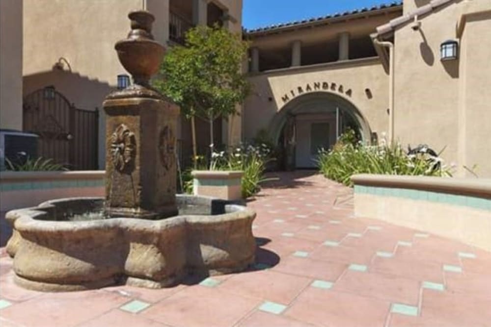 Fountain in the courtyard at Mirandela in Rancho Palos Verdes, California