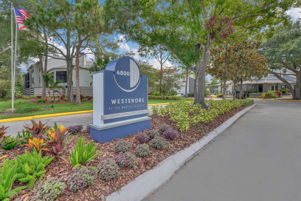 Exterior signage and main entrance at 4800 Westshore in Tampa, Florida