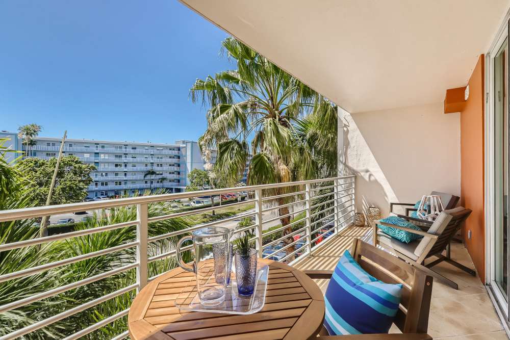 Private balcony at Waters Pointe in South Pasadena, Florida