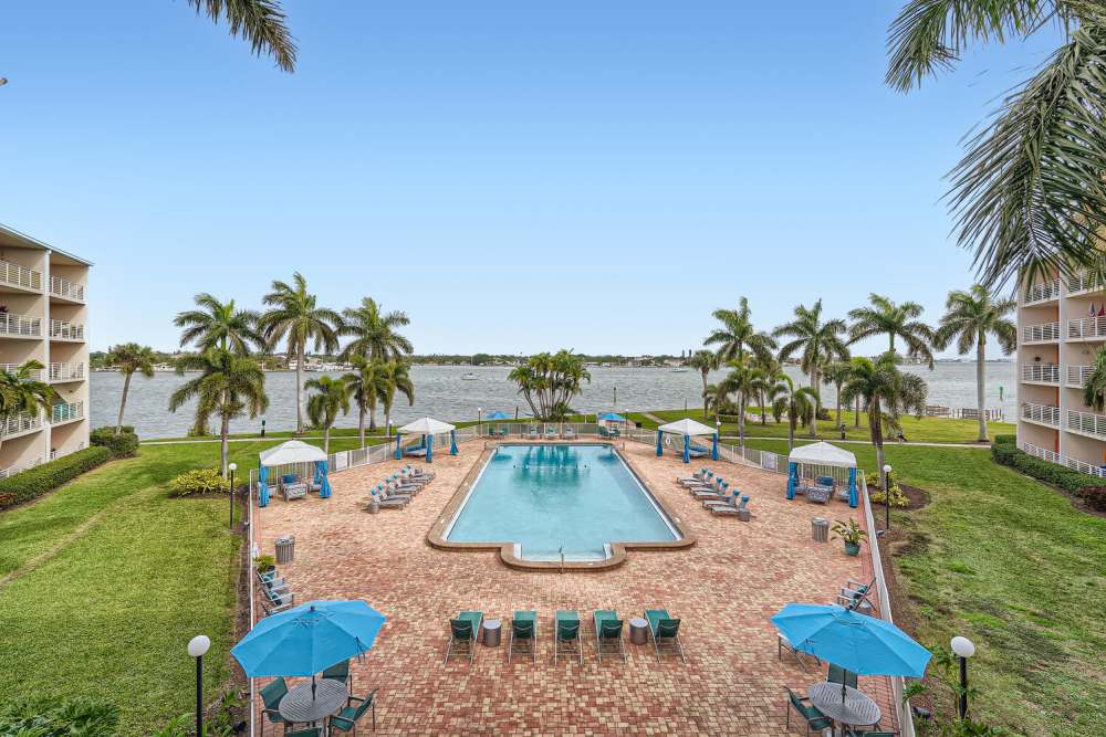 Luxury community inground pool at Waters Pointe in South Pasadena, Florida