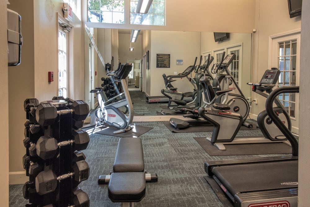 Fitness equipment at Mill Springs Park Apartment Homes in Livermore, California